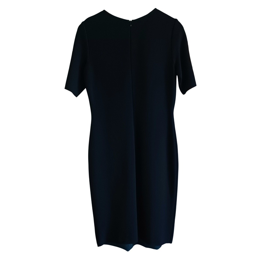 St. John Black Knit Sheath Dress Abstract Floral Intarsia Short Sleeve Size 6 - Picture 3 of 12